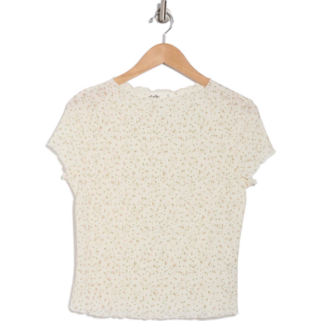 Elodie Lettuce Edge Top In Ivory Pink Floral