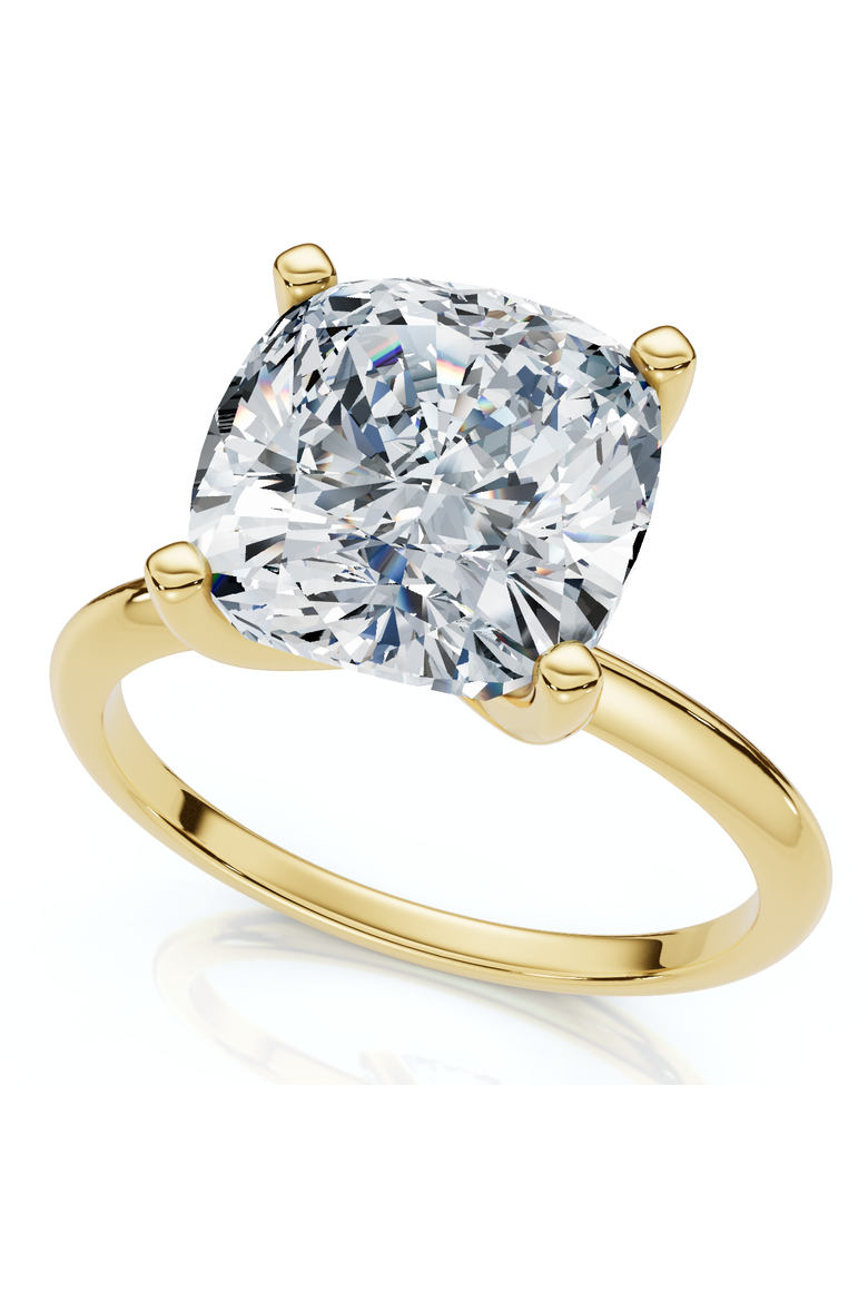 Certified 3Ct Cushion Diamond Solitaire Engagement Ring 14k Gold or Pt Lab Grown, Main, color, 14k Yellow Gold