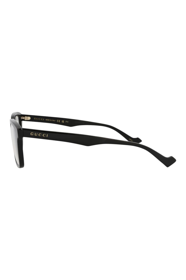 55mm Rectangular Optical Glasses, Alternate, color, BLACK BLACK TRANSPARENT