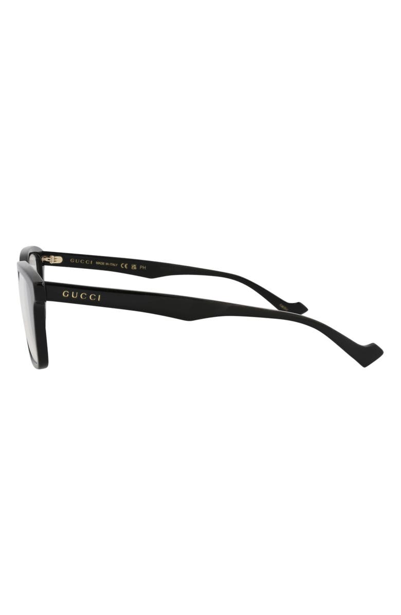 Gucci 55mm Rectangular Optical Glasses, Alternate, color, Black Black Transparent