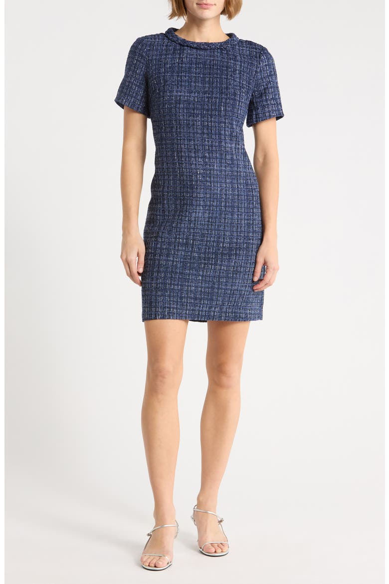 Bouclé Shift Dress, Main, color, NAVY