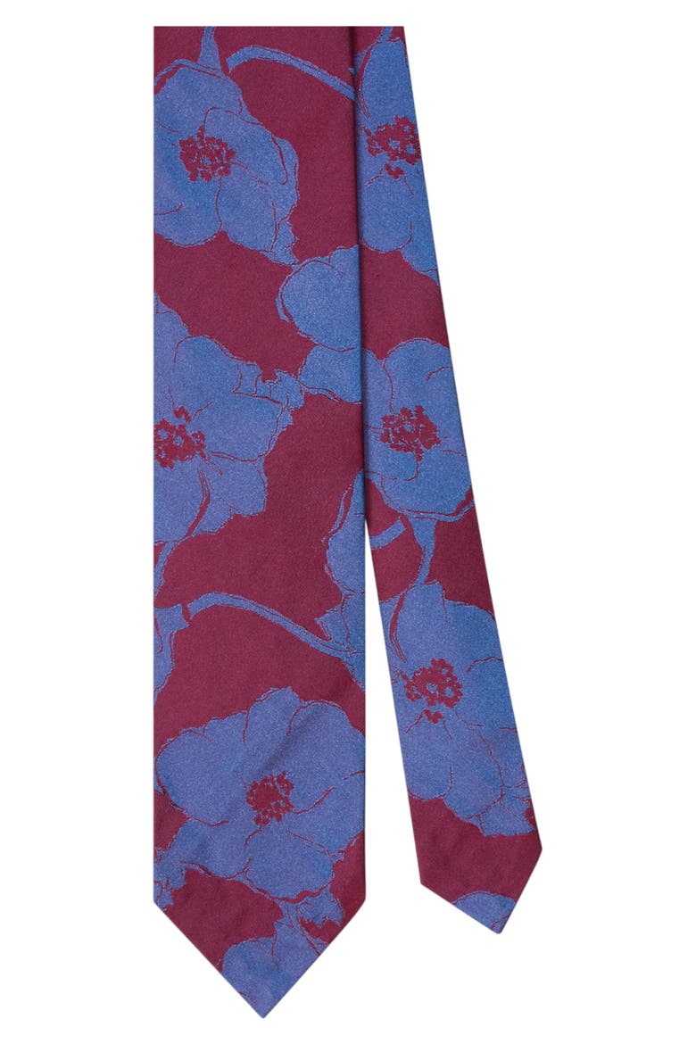 Duvall Large Floral Jacquard Unlined Necktie, Main, color, Red