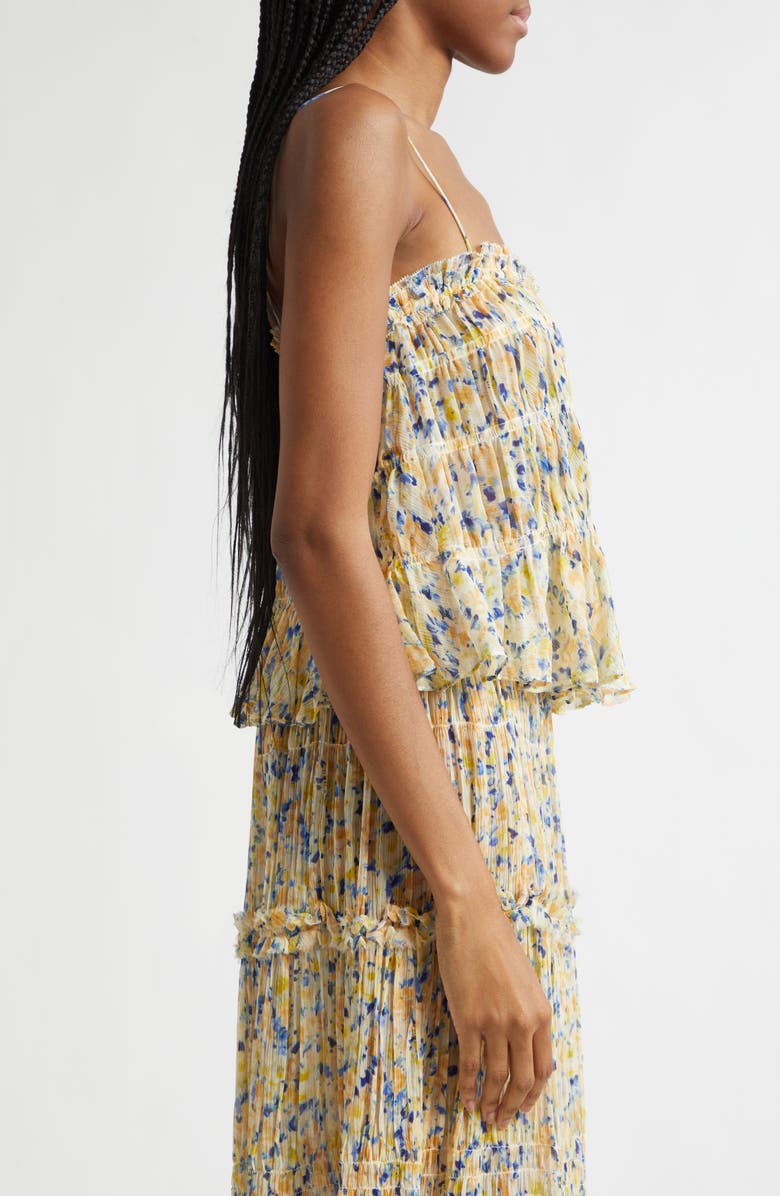 Ulla Johnson Florian Floral Silk Top, Alternate, color, Daffodil