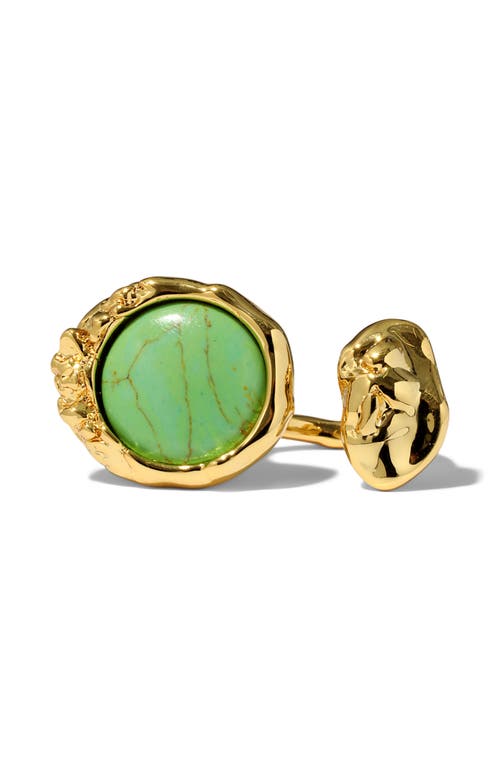 ALEXIS BITTAR ALEXIS BITTAR BRUT RECONSTITUTED TURQUOISE COIN OPEN RING 