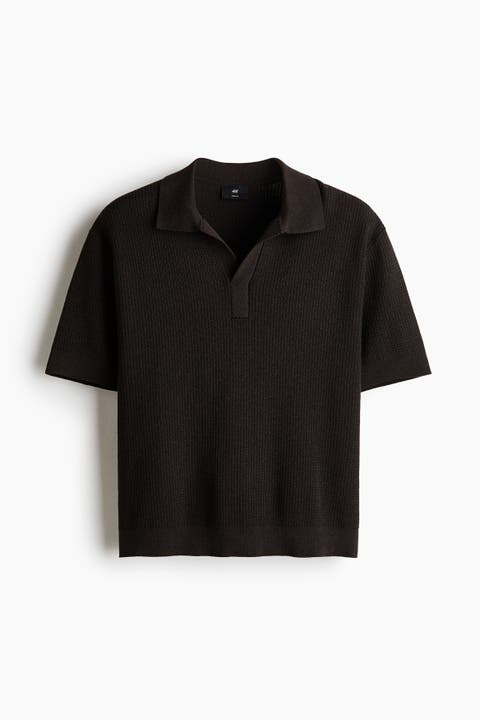 Regular Fit Cable-knit Polo Shirt