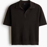 H&M Regular Fit Cable-knit Polo Shirt