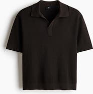 H&M Regular Fit Cable-knit Polo Shirt