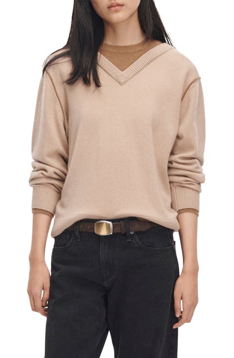 Nyla Cashmere Vee Crew Sweater
