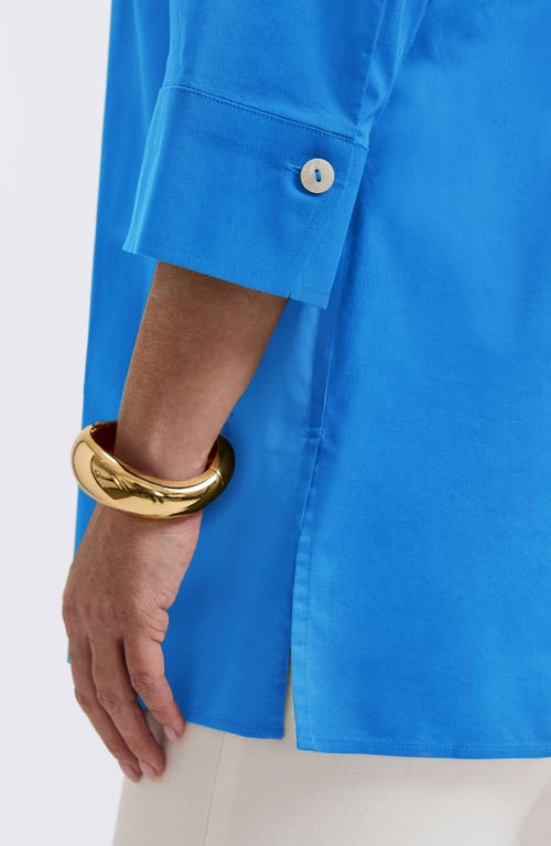Foxcroft Pamela Non-iron Stretch Tunic Blouse In Blue