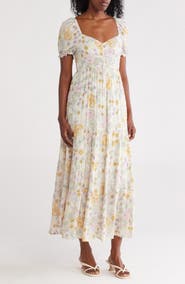 Lovestitch Floral Puff Sleeve Tiered Maxi Dress