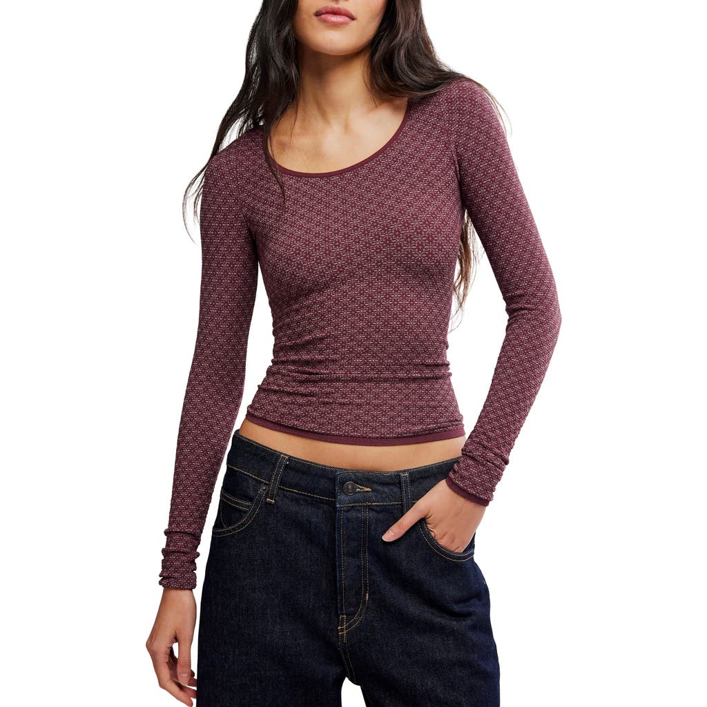 Free People Love Letter Long Sleeve Top In Multi