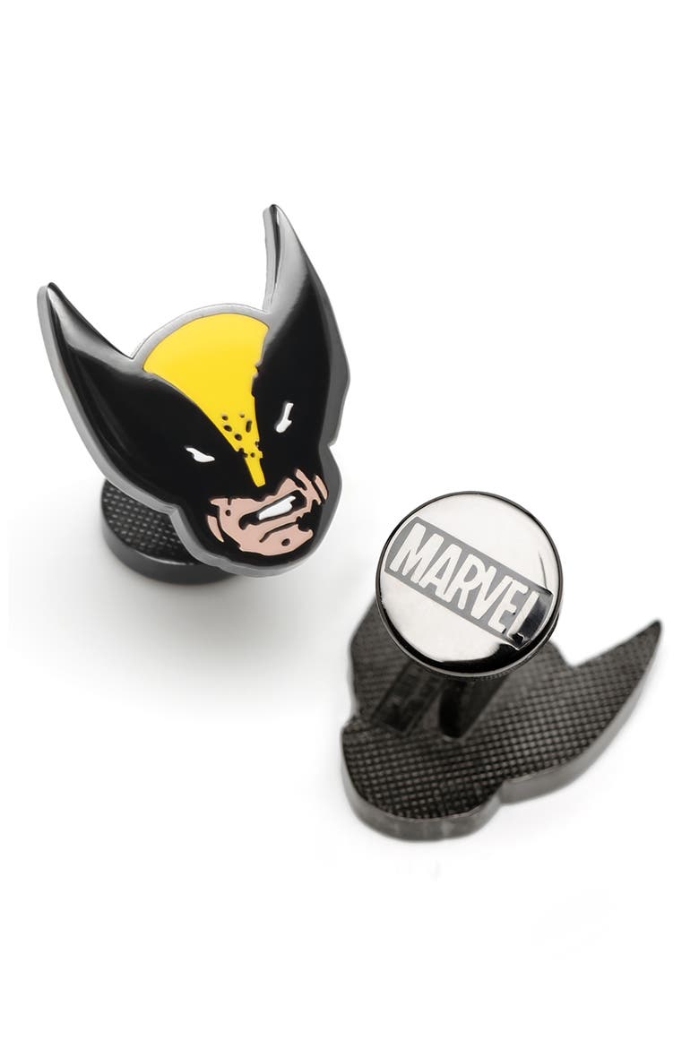 Wolverine Mask Cuff Links, Alternate, color, BLACK