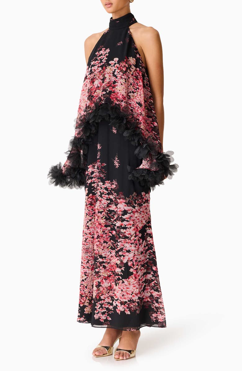 Elliatt Tulsia Floral Georgette Gown, Alternate, color, Pink/ Red/ Black Multi