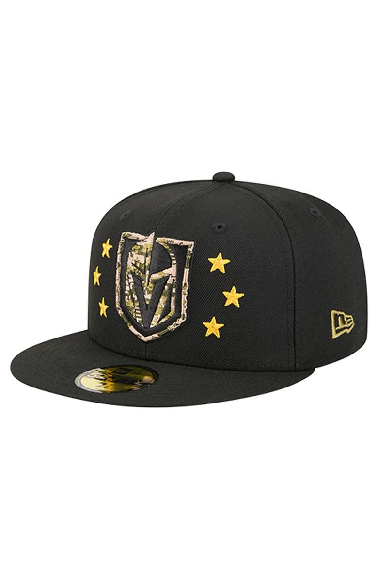 New Era Men's New Era Black Vegas Golden Knights Military Appreciation Digital Camo Stars 59FIFTY Fitted Hat, Alternate, color, Black