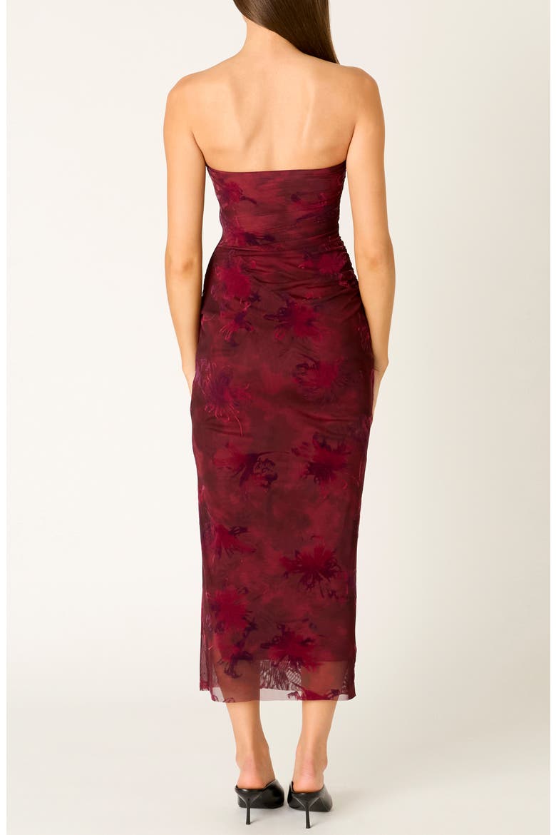 Rowa Strapless Midi Dress, Alternate, color, MERLOT