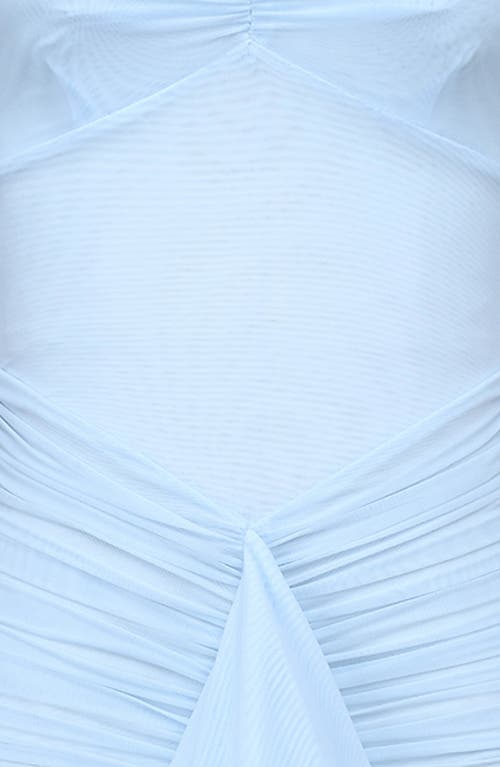 Shop House Of Cb Gabbi Ruffle Mesh High-low Cocktail Dress In Ice Water