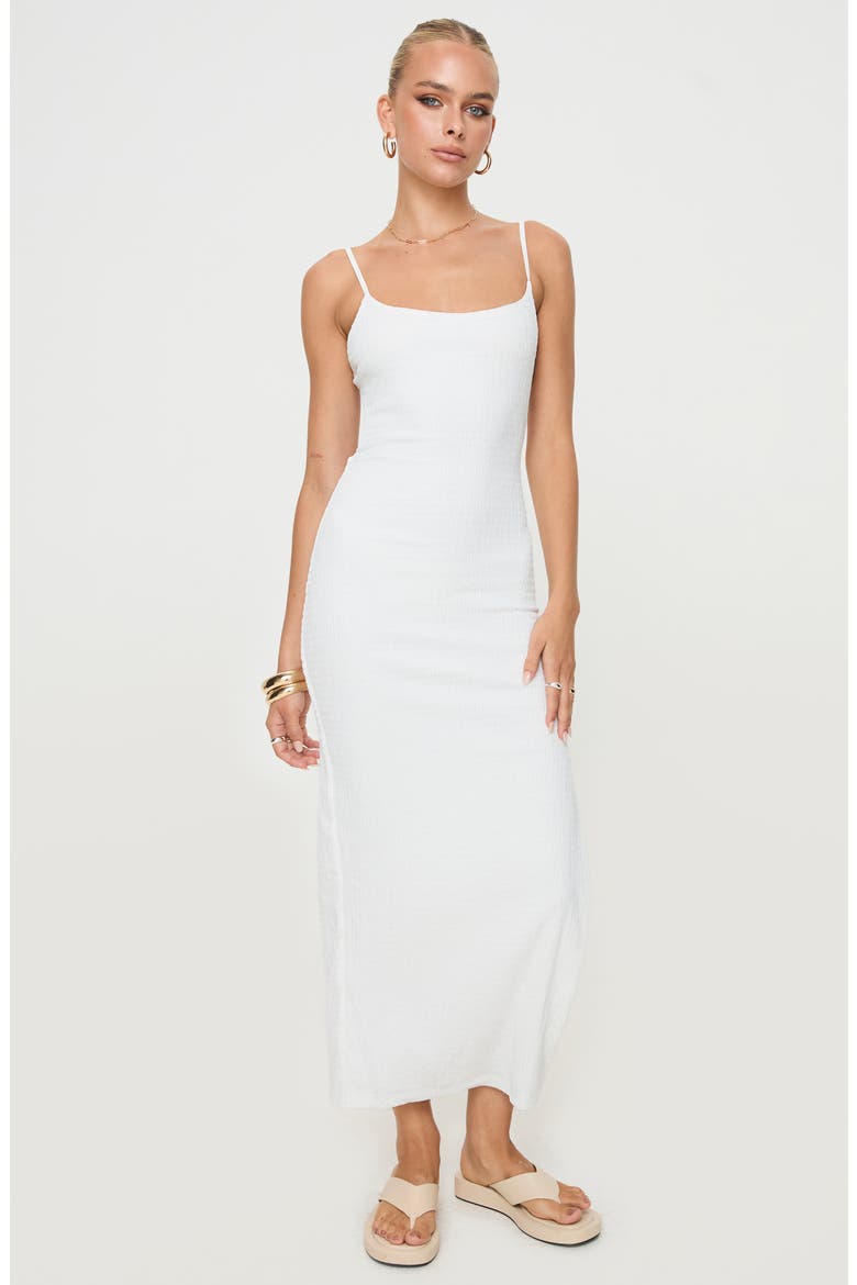Elestria Textured Open Back Maxi Dress, Alternate, color, WHITE
