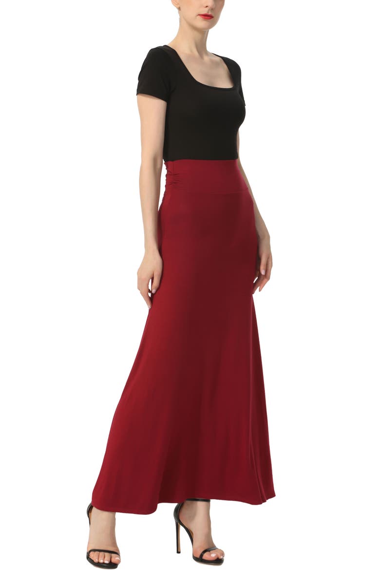 Women's Waist Ruched Maxi Skirt, Alternate, color, Wine