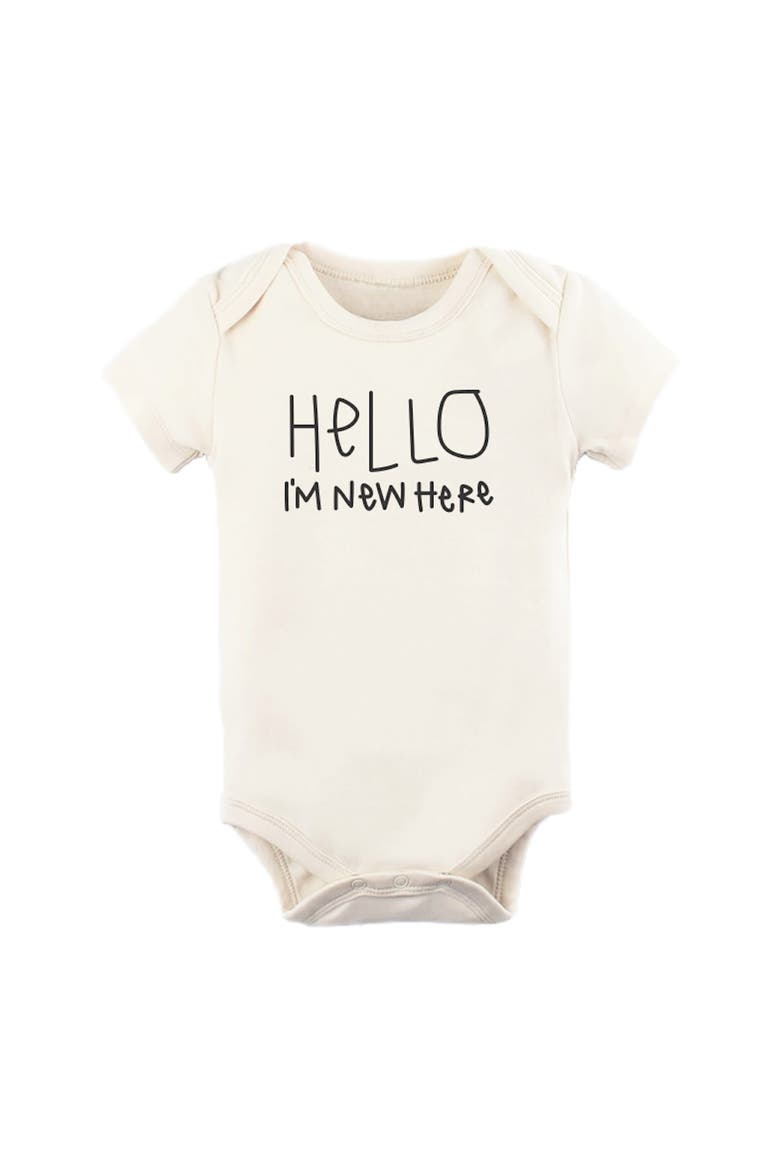 Hello, I'm New Here Organic Cotton Bodysuit, Main, color, NATURAL
