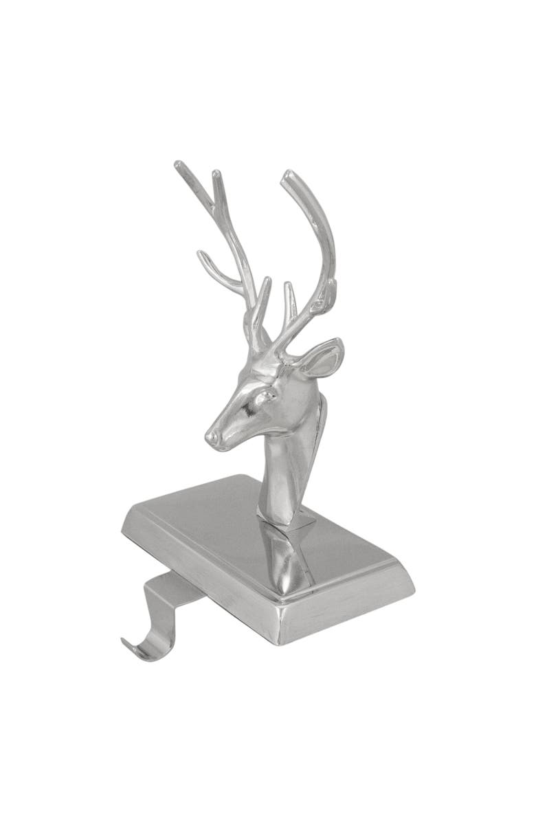 Northlight 8" Shiny Silver Deer Head Christmas Stocking Holder, Alternate, color, Silver