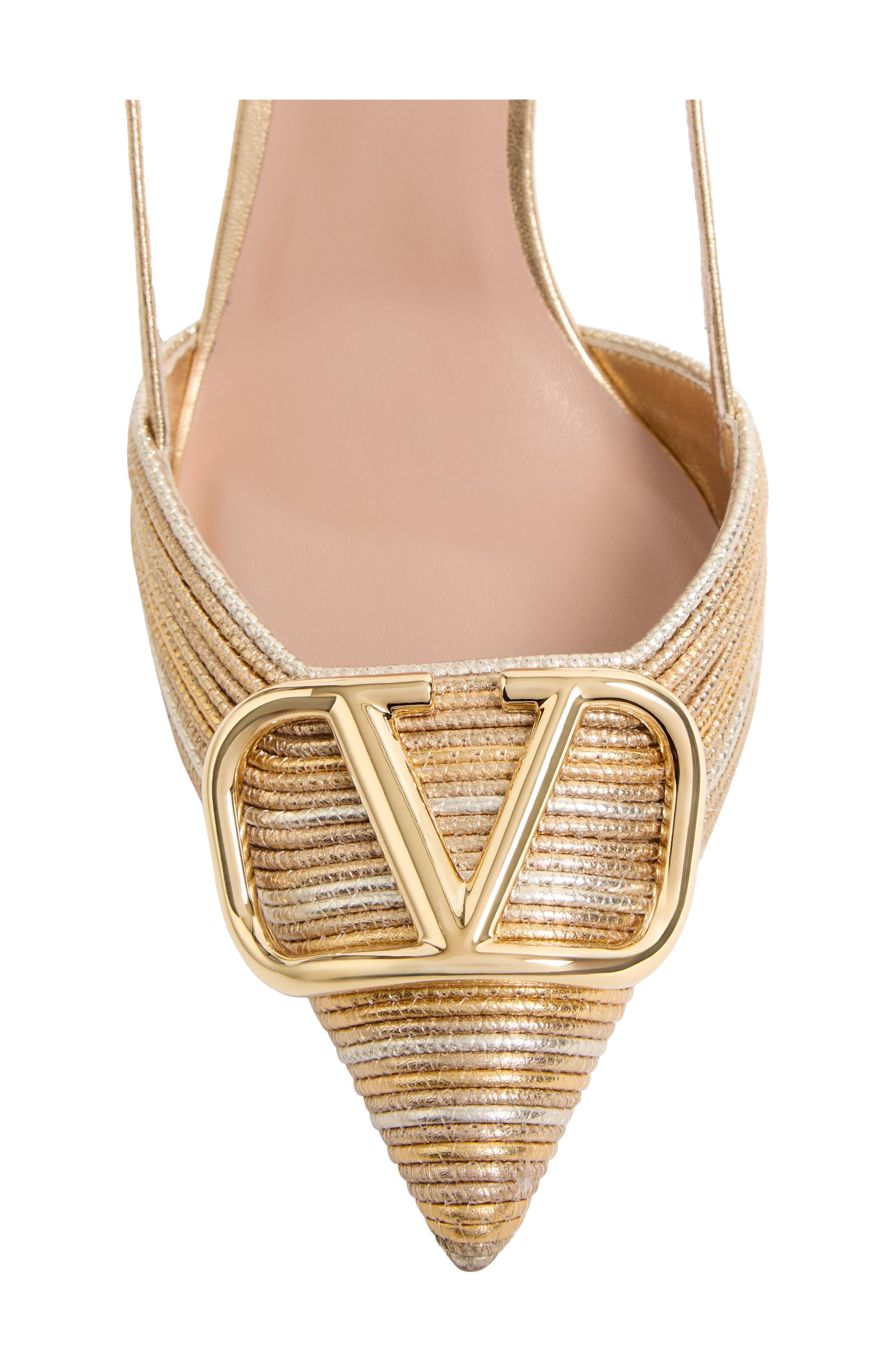 Valentino Garavani VLOGO Signature Metallic Slingback Pump, Alternate, color, Gold