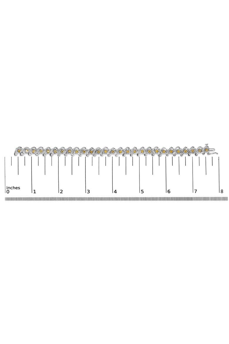 .925 Sterling Silver 3/4 Cttw Yellow Diamond Illusion Plate Looped Link Bracelet, Alternate, color, Silver