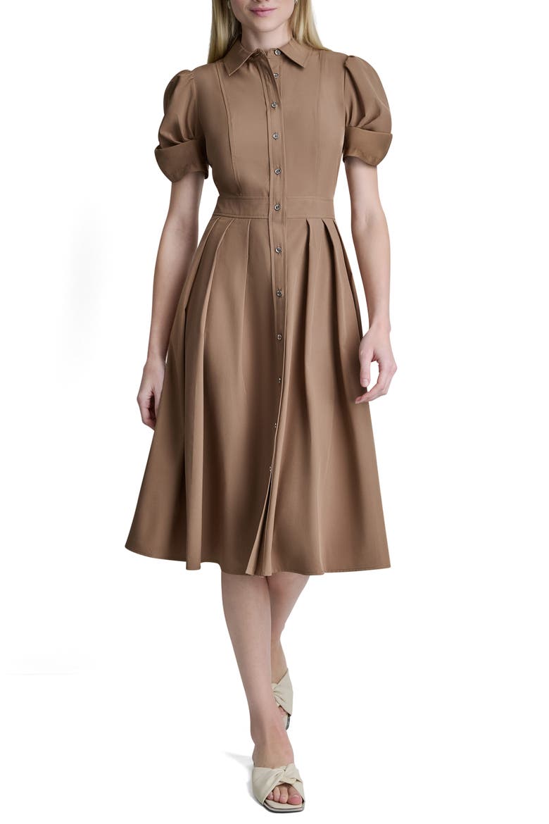 Commuter Short Sleeve Shirtdress, Main, color, COCO CRÈME