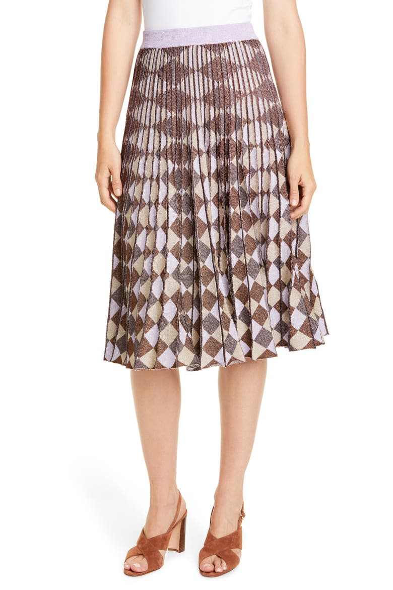 Cyrilla Pleat A-Line Skirt, Main, color, PURPLE COBBER LUREX