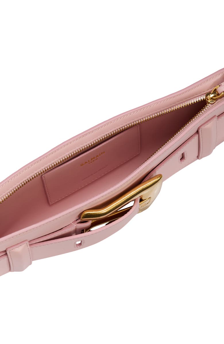 Balmain Anthem smooth leather clutch, Alternate, color, Pink