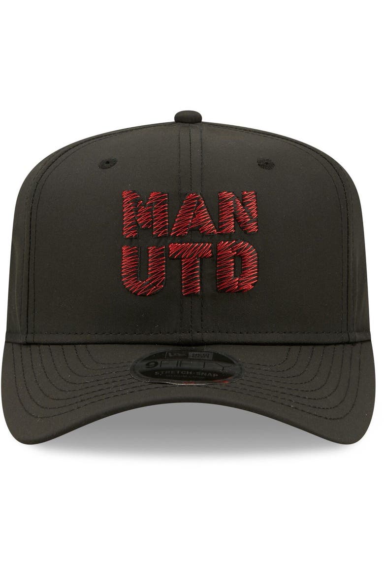 Men's New Era Black Manchester United Weave Overlay 9FIFTY Snapback Hat, Alternate, color, Black