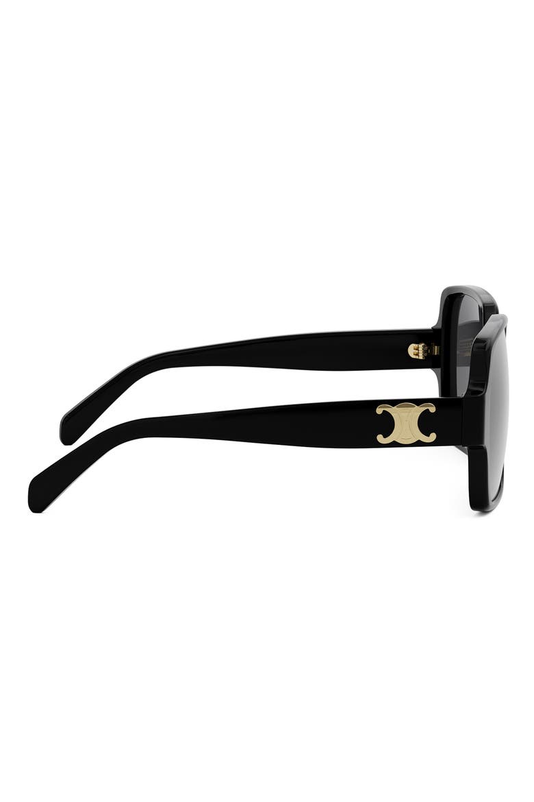 Triomphe 60mm Square Sunglasses, Alternate, color, SHINY BLACK / SMOKE