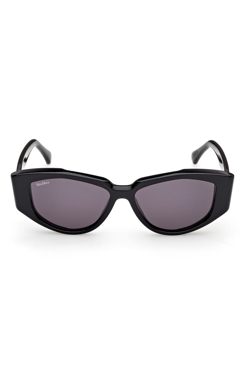 Max Mara Lee 52mm Round Sunglasses, Main, color, Black/ Shiny Pale Gold/ Smoke