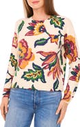 CeCe Floral Jacquard Sweater