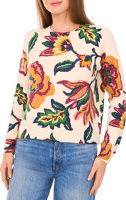 CeCe Floral Jacquard Sweater