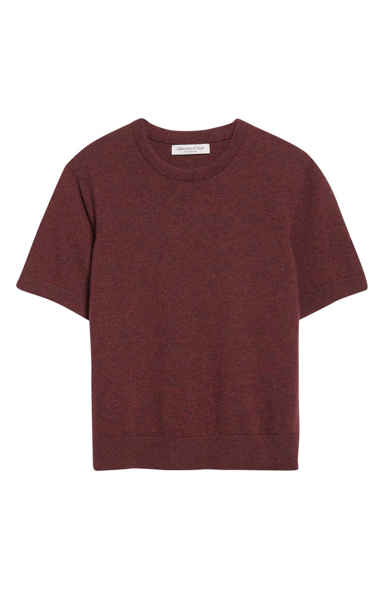 Johnstons of Elgin Classic Cashmere Short Sleeve Sweater, Alternate, color, Damson