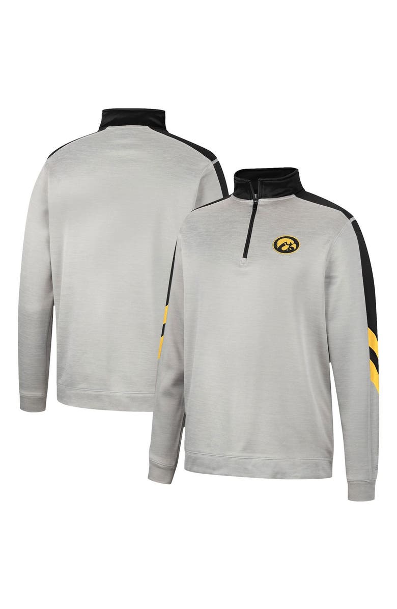 COLOSSEUM Men's Colosseum Gray/Black Iowa Hawkeyes Bushwood Fleece Quarter-Zip Jacket, Main, color, Gray
