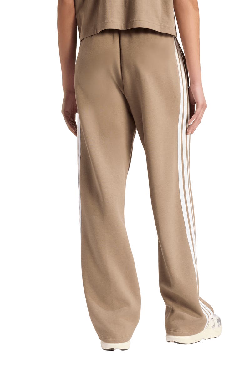 Essentials 3-Stripes Open Hem Fleece Pants, Alternate, color, KHAKI SIX/ WHITE