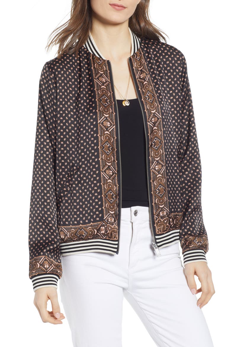 Reversible Print Satin Bomber Jacket, Main, color, COMBO P