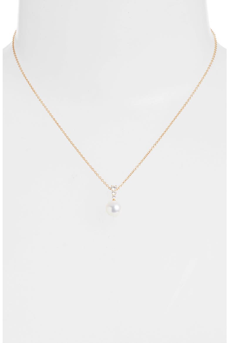 Morning Dew Akoya Pearl & Diamond Pendant Necklace, Alternate, color, YELLOW GOLD/ DIAMOND/ PEARL