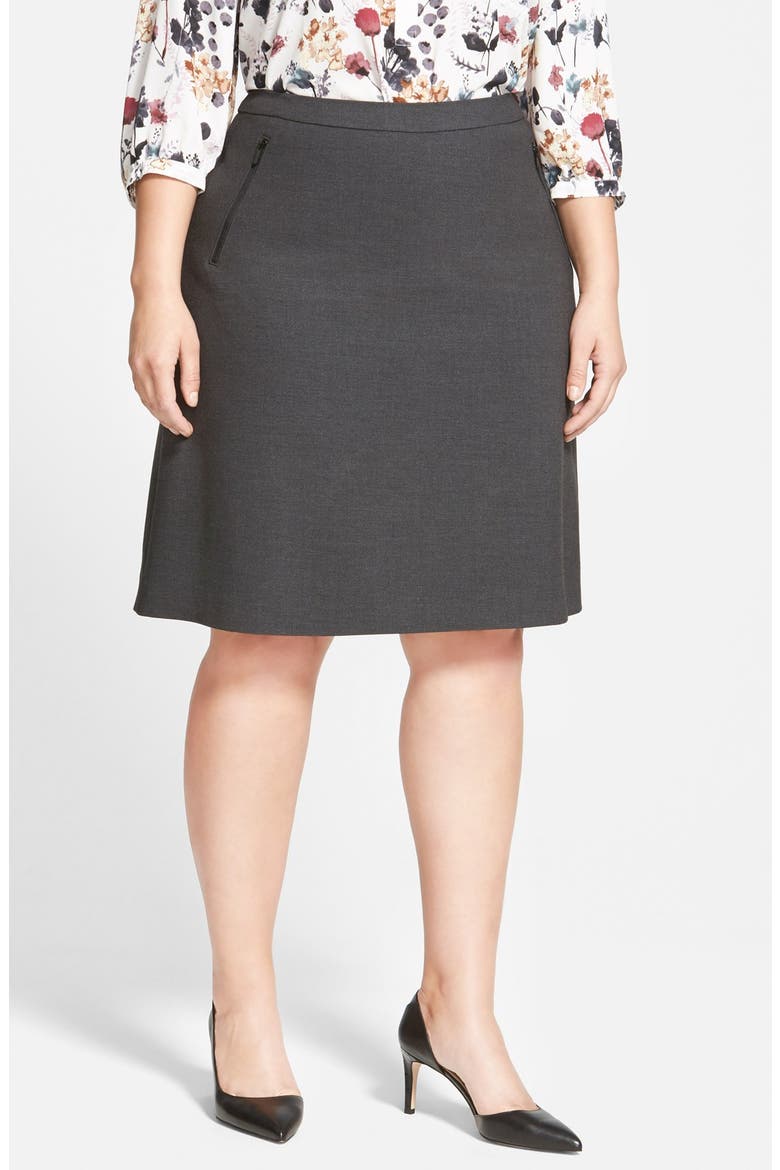 Zip Pocket A-Line Skirt, Main, color, GREY DARK HEATHER
