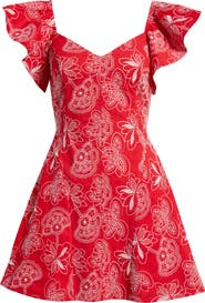 LAYERED WITH LOVE Giovana Floral Embroidery Flutter Sleeve Cotton Minidress