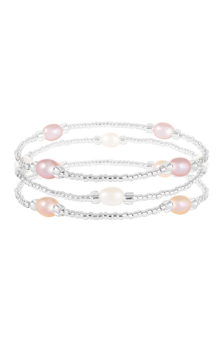 SPLENDID PEARLS Multicolor Cultured Freshwater Pearl Beaded Bracelet - Set of 3, Main, color, 