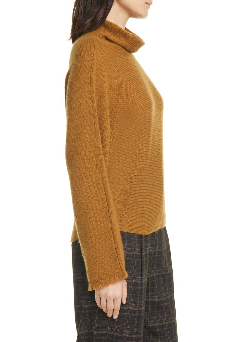 Fringe Sleeve Turtleneck Sweater, Alternate, color, LT BRONZE