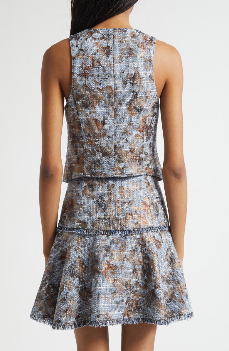 Cinq à Sept Metallic Floral Print Tweed Vest, Alternate, color, Silver Multi