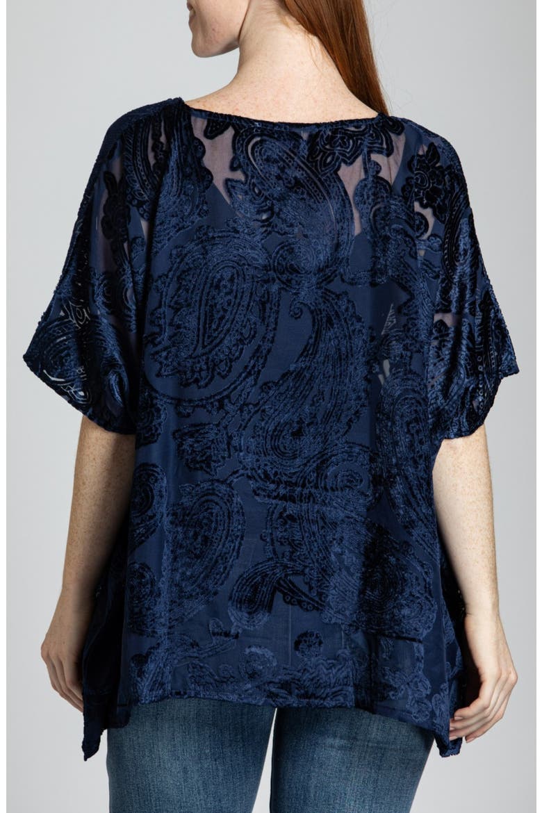 Velvet Burnout Semisheer Tunic Top, Alternate, color, NAVY