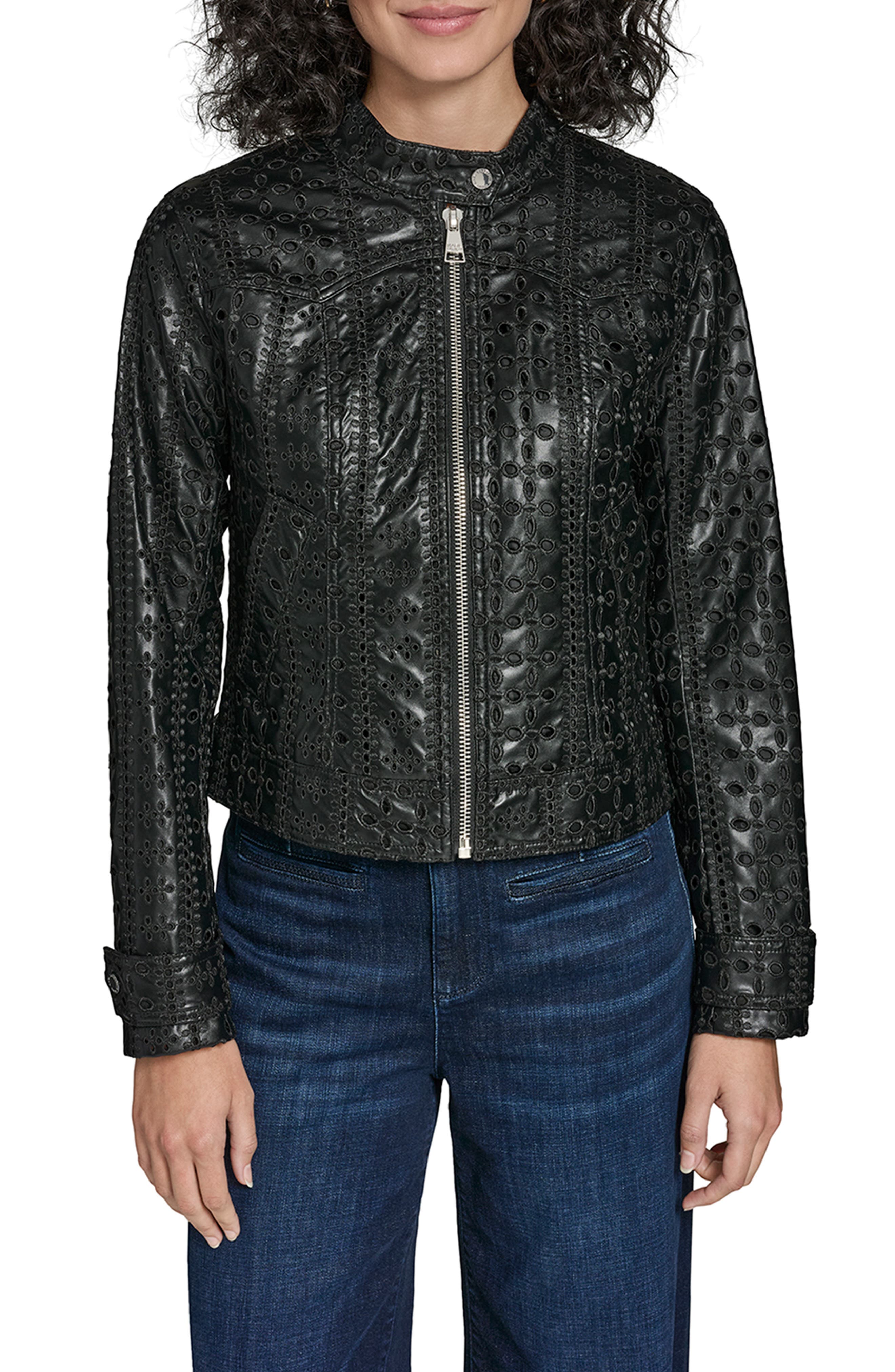 Eyelet Faux Leather Jacket