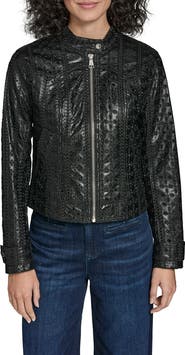 KARL LAGERFELD Eyelet Faux Leather Jacket