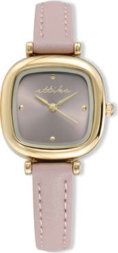 Ettika Square Case Leather Strap Watch