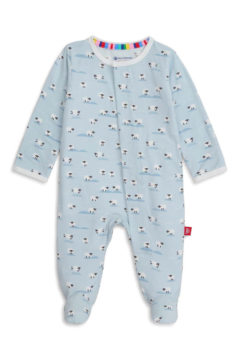 Baa Baa Baby Sheep Print Footie, Main, color, BLUE