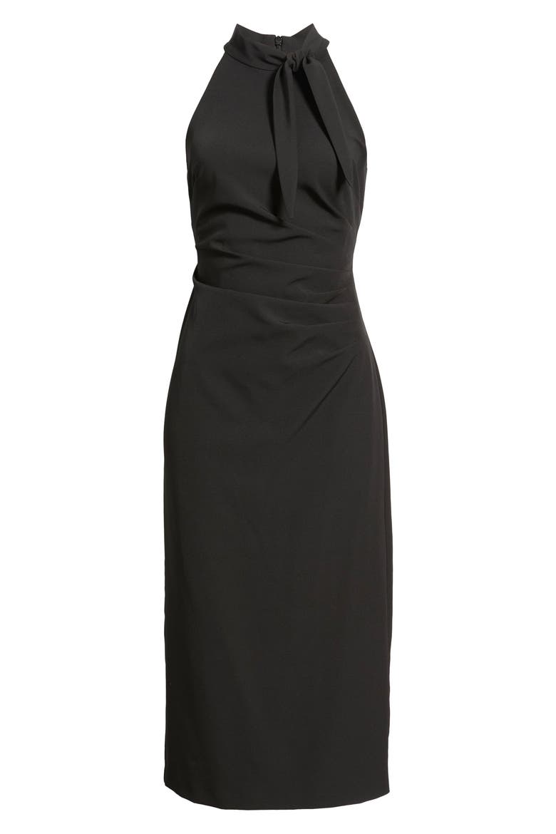 Laguna Pleated Tie Neck Sleeveless Sheath, Alternate, color, BLACK